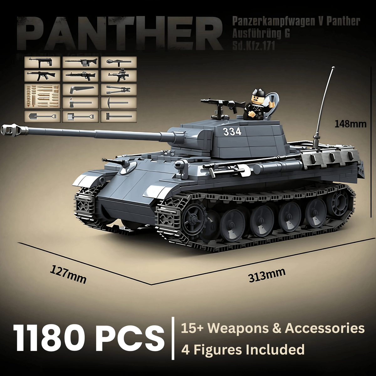 Panther Tank (Grey) | 1180 PCS